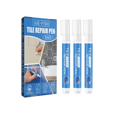 Pompotops Ensemble de 3 Stylos de Réparation pour Coulis de Carreaux (3 Pcs Blanc) Marqueurs Imperméables pour Coulis pour Lignes de Carreaux de Mur et de Plancher - Étroit 2-5 mm avec Pointe Supplémentaire (3 X 7 ml) Liquidation