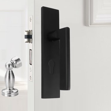 Poignée de Porte en Alliage d'Aluminium, Serrure de Porte d'Entrée Angle Courbé Noir pour Dortoir