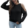 thumbnail image 2 of Qertyioot Chandail pour le Printemps 2024 Mode Femmes Décontracté Uni Col Rond Manche Ample Blouse Hauts, 2 of 6