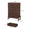 thumbnail image 2 of Bingirl Commode 5 Tiroirs pour Chambre, Tiroir de 50 Po de Hauteur avec Grand Espace de Rangement, Commode de Rangement Autoportante en Bois pour Salon, Chambre, Entrée - Brun, 2 of 7