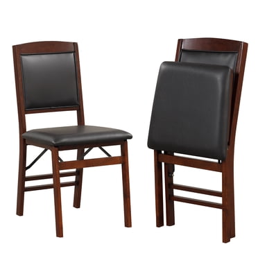 Costway Lot de 2 Chaises de Salle à Manger Pliantes Chaises Pliables avec Siège Rembourré en PVC et Dossier Haut