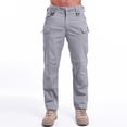 thumbnail image 2 of Penkiiy Pantalon de Randonnée Homme Liquidation Pantalon Homme Couleur Unie Multi-Poches Salopettes Lavées Pantalon Décontracté d'Extérieur Pantalon Gris, 2 of 4