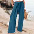 thumbnail image 2 of Yuyuzo Womens Pants Solid Color Elastic Waist Drawstring Casual Wide Leg Pants Ladies Loose Lounge Pants For Workout, 2 of 7