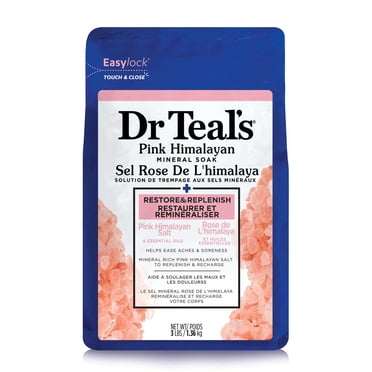 Dr Teal's Sel Rose De L'himalaya solution de trempage aux sels minéraux, Restaurer Et Reminéraliser, Rose de L'himalaya et huiles essentielles, 1.36kg