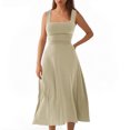 thumbnail image 1 of Timegard Robes d'Été pour Femmes à Larges Bretelles, Encolure Carrée, Sans Manches, Couleur Unie, Coupe Ajustée, Décontractée, Confortable, 1 of 6