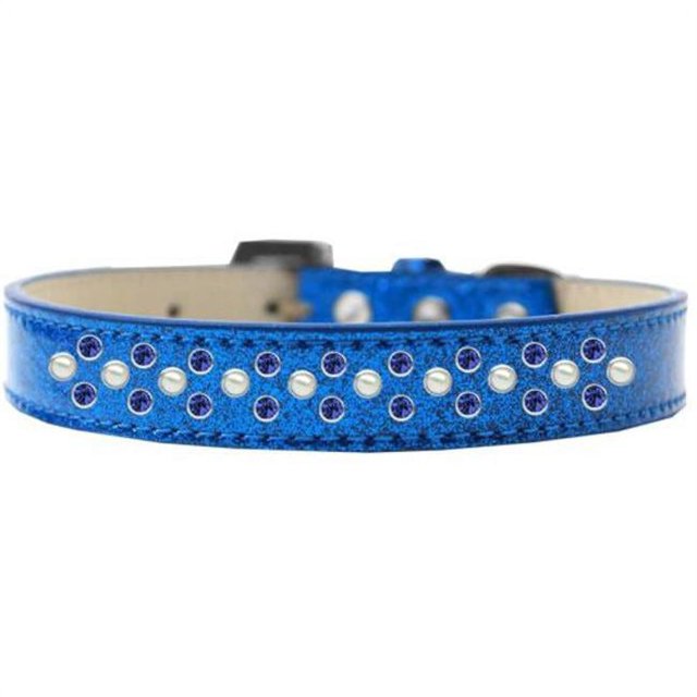 Sprinkles Ice Cream Dog Collar Pearl And Blue Crystals Size 14 Blue
