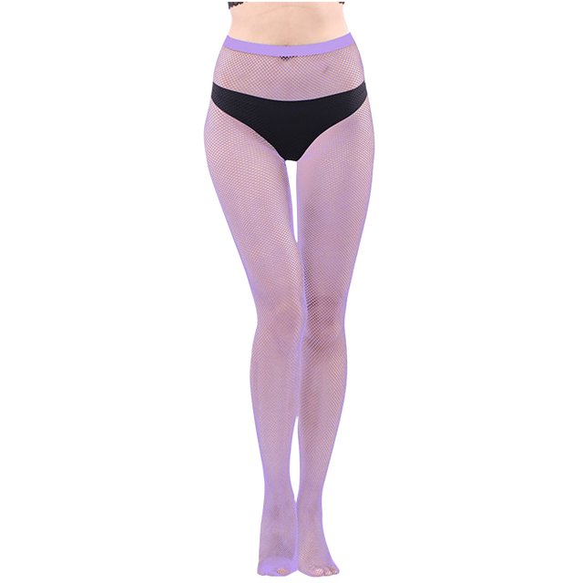 Penkiiy Bas Résille pour Femmes Chaussettes de Mode pour Femmes Couleur Chaussettes Perforées à la Mode Chaussettes en Filet de Pêche Super Élastiques Chaussettes à Bout Fermé en Maille Collants Violets