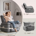 thumbnail image 4 of Eastvita Electric Recliner Swivel Rocker in Gray PU Leather with 270-Degree Swivel Massage Heating Functions Side Pockets Remote Control USB Port, 4 of 6