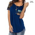 thumbnail image 1 of ziyahi T-Shirt pour Femme à Manches Courtes, Col Rond, Haut à Rayures avec Poche, T-Shirt, Bleu, TTG, 1 of 7