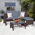 thumbnail image 1 of Costway 3PCS Patio Wicker Rattan Sofa Set Outdoor Sectional Conversation Set Lawn Garden, 1 of 10