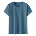 thumbnail image 4 of Blouses à Manches Courtes pour Femmes Mode pour Femmes Uni Col Rond T-Shirt à Manches Courtes Blouse Hauts Amples Femmes Hauts à Manches Courtes Femmes Blouse à Manches Courtes Hauts à Manches Courtes pour Femmes, 4 of 5