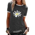 thumbnail image 1 of YourTops T-Shirt Vintage pour Femmes à Marguerites Rétro Hippie (1-Gris Foncé, Petit), 1 of 2