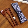 thumbnail image 3 of 3/4Pcs Reusable Portable Travel Wooden Spoon Chopsticks Fork Tableware Cutlery, 3 of 10
