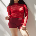 thumbnail image 2 of Turtleneck Sheer Lace Basic Shirt Pullover for Women with Long Sleeves, 2 of 7