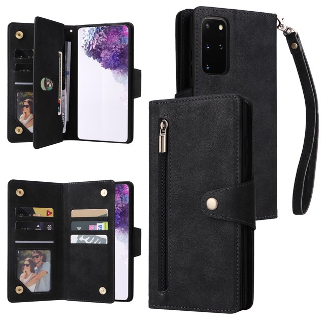 Case for Samsung Galaxy S20 Plus Magnetic Leather Zipper Wallet Cover Card Holder