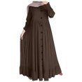 thumbnail image 1 of Kcodviy New Seasonal Muslim Linen Casual Summer Beach Dress Retro Casual Maxi Dress Dresses Summer Oversized Round Neck Ruffle Womens Midi Dress Hem Dress for Plus Sizes, 1 of 5