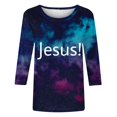 thumbnail image 2 of Blouses pour Femmes T-Shirt Imprimé Manches 3/4 Blouse Col Rond Décontracté, Blouses pour Femmes T-Shirts pour Femmes, Blouses pour Femmes Décontractées, 2 of 4