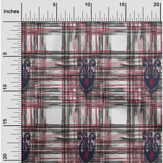 oneOone Silk Tabby Fabric Swirl & Check Ikat Fabric Prints By Yard 42 Inch Wide