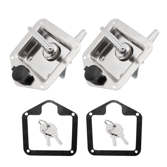 Zreneyfex Loquet de Porte de Remorque Loquet de Poignée en T Loquet en Acier Inoxydable avec Joint et Clés pour VR Campeur Camion Boîte à Outils (2)