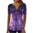thumbnail image 1 of Pompotops Femmes Mode Casual Imprimé Col Rond en Vrac Manches Courtes T-shirt Top Chemisier Pull-Over Clair, 1 of 5