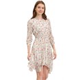 thumbnail image 1 of INSPIRE CHIC Robe Fleurie pour Femme Froncée Manches 3/4 Ourlet Asymétrique Robes Smockées Blanc P, 1 of 6