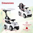 thumbnail image 3 of Costway 3-in-1 Sliding Walker w/ Adjustable Canopy Horn Music & Light for Boys & Girls White, 3 of 10