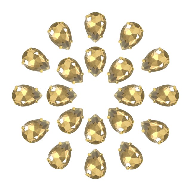 Unique Bargains 20Pack Teardrop Sew on Rhinestone - 18x13mm Glass Teardrop Crystal Rhinestones in Gold Prong Setting (Coffee)