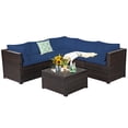 thumbnail image 2 of Costway 6PCS Patio Rattan Furniture Set Sectional Cushioned Sofa Deck Navy, 2 of 10