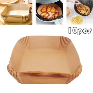 Air Fryer Paper Liners, 10Pcs Parchment Paper, Air Fryer Disposable Paper Liner for Microwave, Non-Stick Air Fryer Liners Square Free of Bleach (8in)
