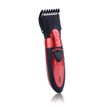 GHB hair clipper hair clipper electric men's professional hair trimmer set mains and battery operation with 4 attachments for hairdresser salon or private use red (multi-way packaging)