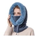 thumbnail image 1 of Women Winter Outdoor Riding Headgear Cold-Proof Ski Cap Warm Bib Face Mask Integrated Cold-Proof Hood Hat, 1 of 3