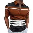 thumbnail image 1 of Mens Zippered Short Sleeved Lapel Printed T-shirt Loose Top, 1 of 1