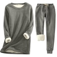 thumbnail image 1 of LSLJS Women's Solid T-shirt Long Sleeves Blouse Round Neck Tops Pockets Pants Sets, 1 of 3