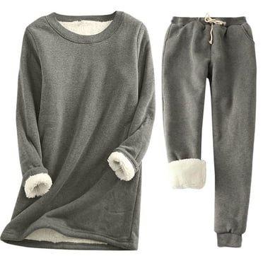 AherBiu Pajamas for Women Set Fleece Soft Comfy Tops Plush Warm Pants Winter Loungewear Sleepwear Outfits