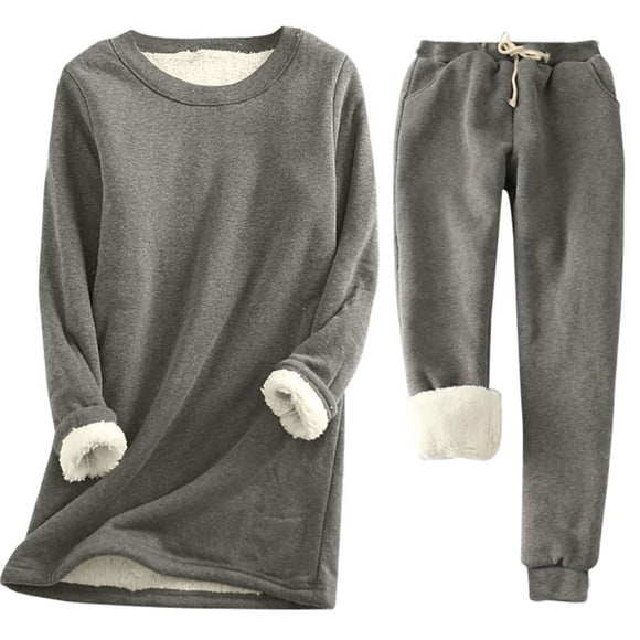 AherBiu Pajamas for Women Set Fleece Soft Comfy Tops Plush Warm Pants Winter Loungewear Sleepwear Outfits