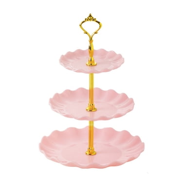 Matoen12 Cupcake Display Stands 3 Tier Serving Tray Platters Plastic Cup Cake Tower for Birthday Party Wedding Cakes Dessert Cookie Candy (Pink)