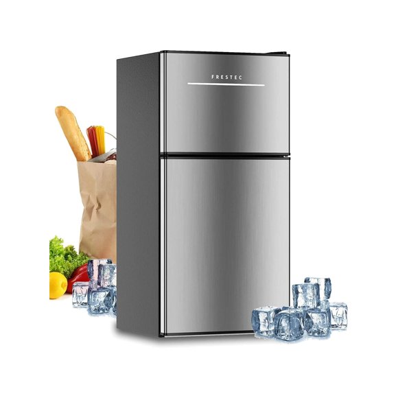 Mini Réfrigérateur avec Frigo, 3.2 Cu.Ft Mini Frigo pour Chambre, Petits Réfrigérateurs, Réfrigérateur Compact 2 Portes 37dB Silencieux, 7 Réglages Thermostat Mécanique