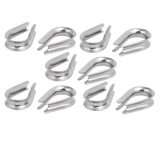 Unique Bargains Stainless Steel 8mm 5/16' Standard Wire Rope Cable Thimbles Silver Tone 10 Pcs