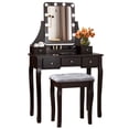 thumbnail image 1 of Patiojoy Detachable Vanity Table Set Makeup Table with Mirror &Cushioned Stool Brown, 1 of 5