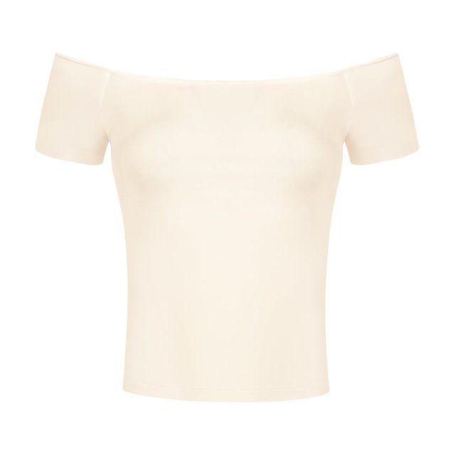 INSPIRE CHIC Women's Off The Shoulder Tops Short Sleeve Cropped Blouse White S
