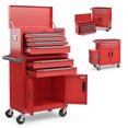 thumbnail image 1 of Gymax 2 in 1 Rolling Cabinet Storage Organizer Chest Box Garage 6 Drawer Toolbox Red, 1 of 10
