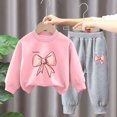 thumbnail image 3 of Pisexur Ensemble 2 Pcs pour Bébé Filles Garçons Automne Hiver Mode Décontractée Polaire Manches Longues Col Rond Chandails en Molleton et Pantalons Vêtements de Détente Imprimé Mignon Ensemble de Survêtement pour Enfants 3-8 Ans, 3 of 4