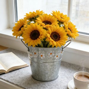 Vacemry Vieille boîte d'arrosage en étain floral, éponge de seau à fleurs, pot d'abreuvoir en fer à oreille double, seau d'arrangement de fleur fraîche pour jardin Patio Balcon Plantes intérieures Abreuvement Décor