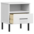 thumbnail image 3 of vidaXL Bedside Cabinet with Metal Legs White Solid Wood Pine OSLO, 3 of 5