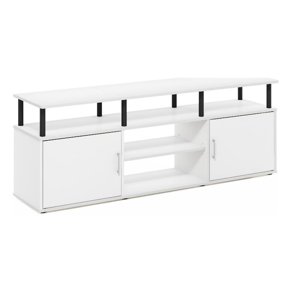 Pemberly Row TV Stand for TV up to 70-inch in Solid White/Black