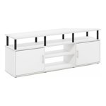 Pemberly Row TV Stand for TV up to 70-inch in Solid White/Black