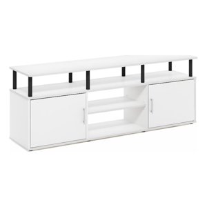 Pemberly Row TV Stand for TV up to 70-inch in Solid White/Black