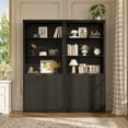 thumbnail image 1 of Grande Étagère et Bibliothèque, Bibliothèque en Bois avec Portes, Bibliothèque Moderne avec Grande Armoire de Rangement, Bibliothèques à 5 Tablettes avec Tablette Supérieure Ajustable pour Bureau à Domicile, Salon, Ensemble de 2 Noir, 1 of 1