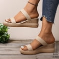 thumbnail image 3 of Dakaela Sandales pour Femmes Confortables à Plateforme Compensée Espadrilles à Bout Ouvert pour la Marche à Enfiler Beige 9, 3 of 9