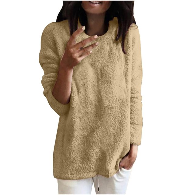 Chandails pour Femmes Unis Coupe Ample Blouse Légère Confortable Hauts Automne Hiver Manches Longues Hauts Décontractés Col Rond Chandail Hauts Noir P